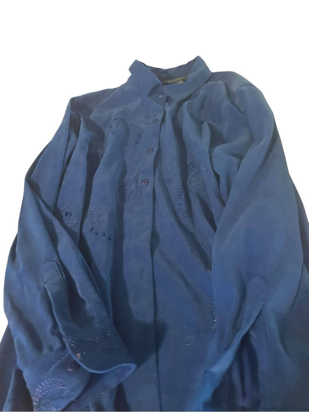 Koret Women's Navy Button-Up Embroidered Blouse Jacket sz XL like new